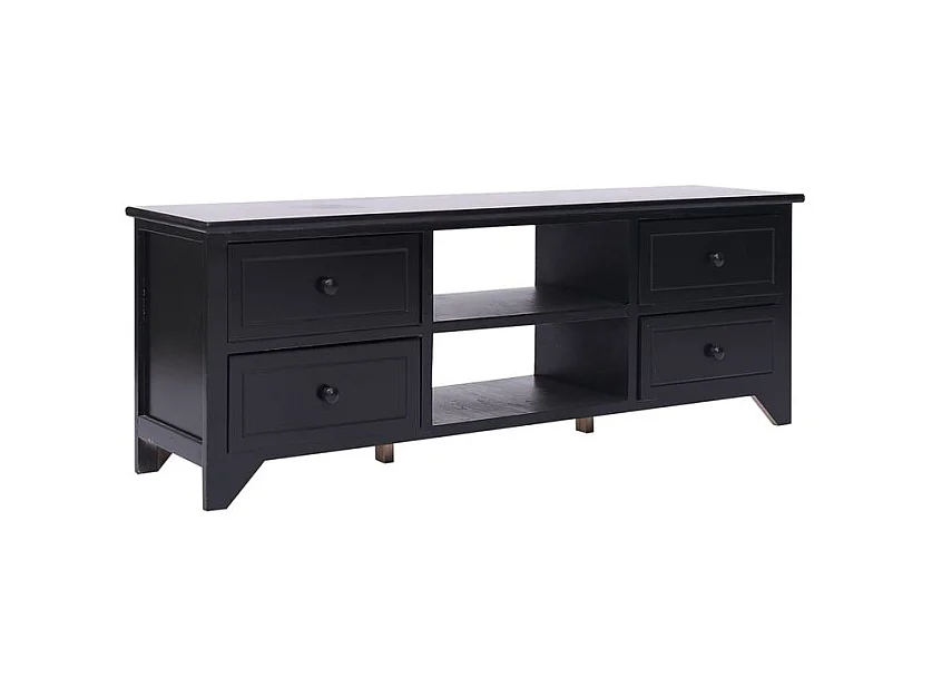 Meuble TV Noir 108x30x40 Bois de Paulownia solide