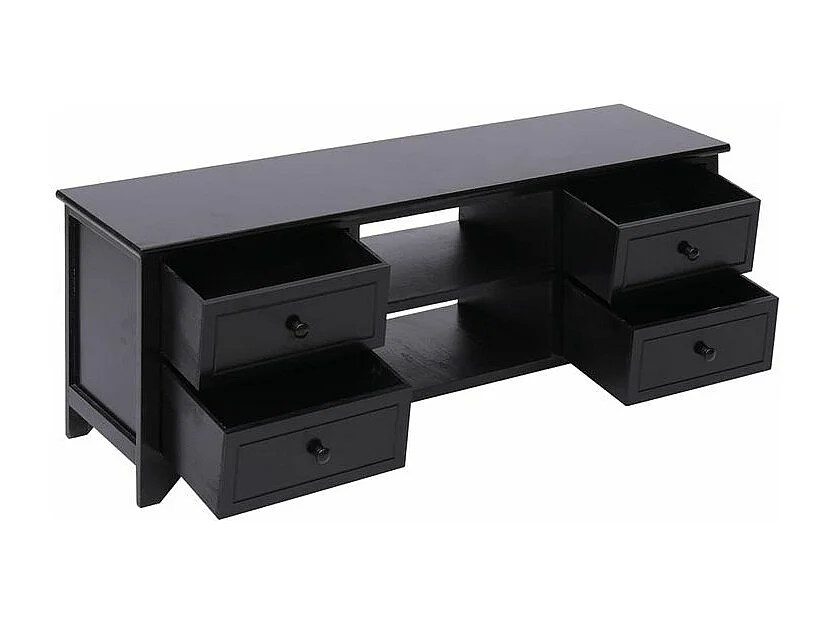 Meuble TV Noir 108x30x40 Bois de Paulownia solide