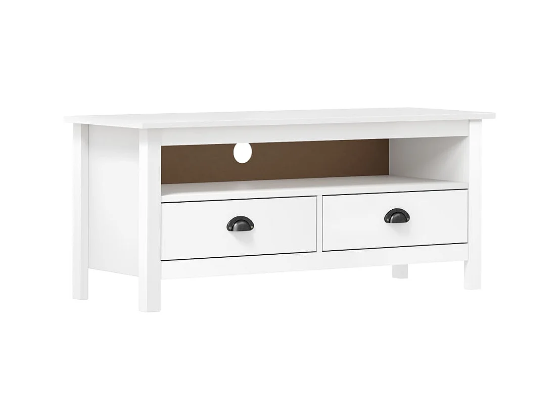 Meuble TV Hill Range Blanc 110x40x47 Bois de pin solide