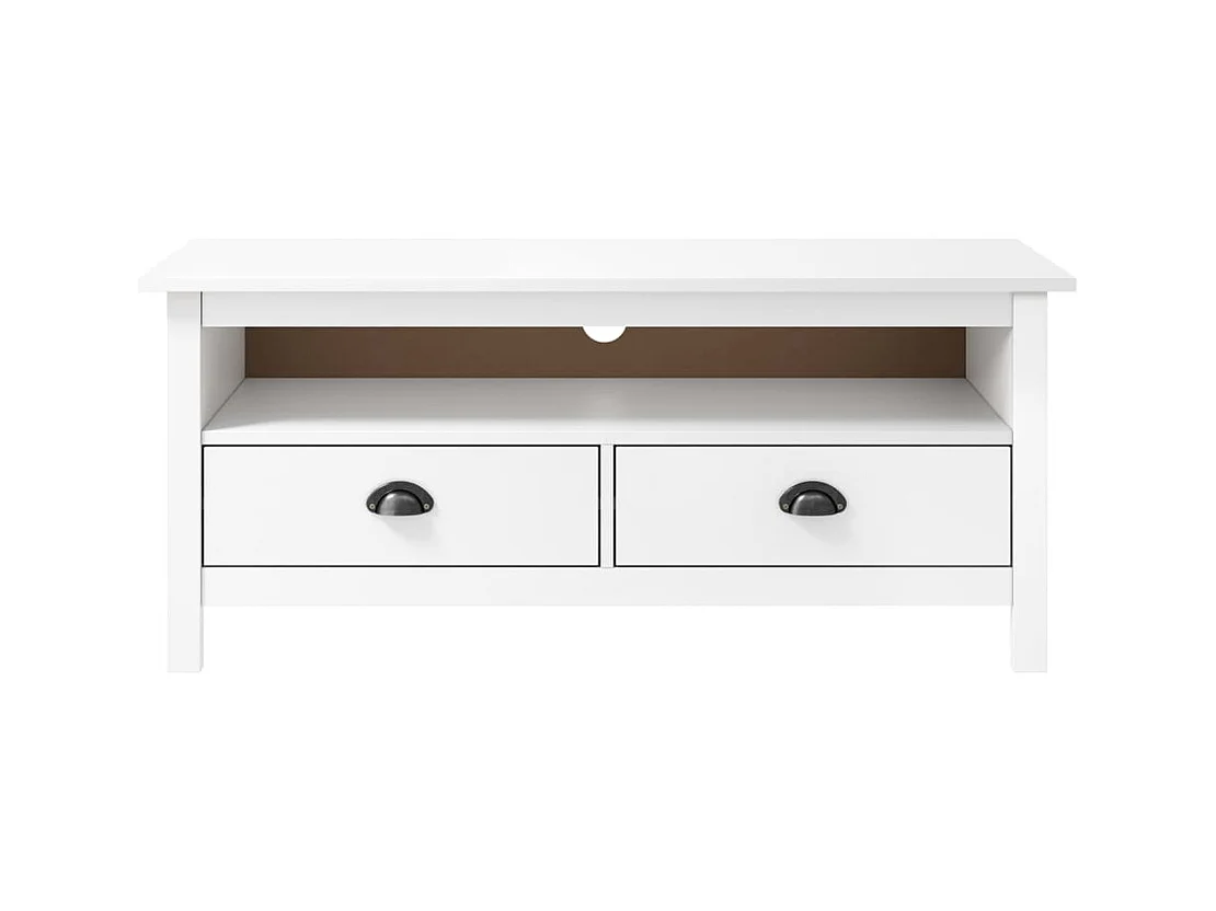 Meuble TV Hill Range Blanc 110x40x47 Bois de pin solide
