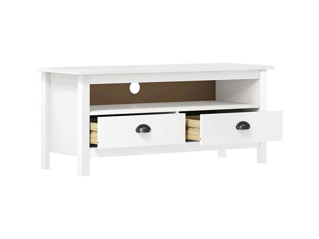 Meuble TV Hill Range Blanc 110x40x47 Bois de pin solide