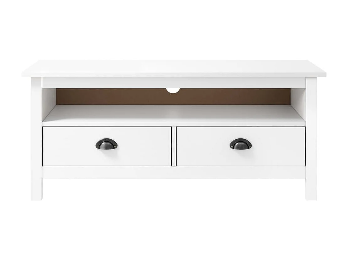 Meuble TV Hill Range Blanc 110x40x47 Bois de pin solide