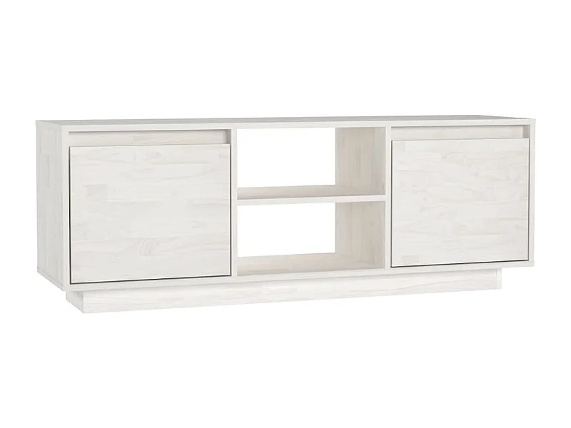 Meuble TV Blanc 110x30x40 Bois de pin massif