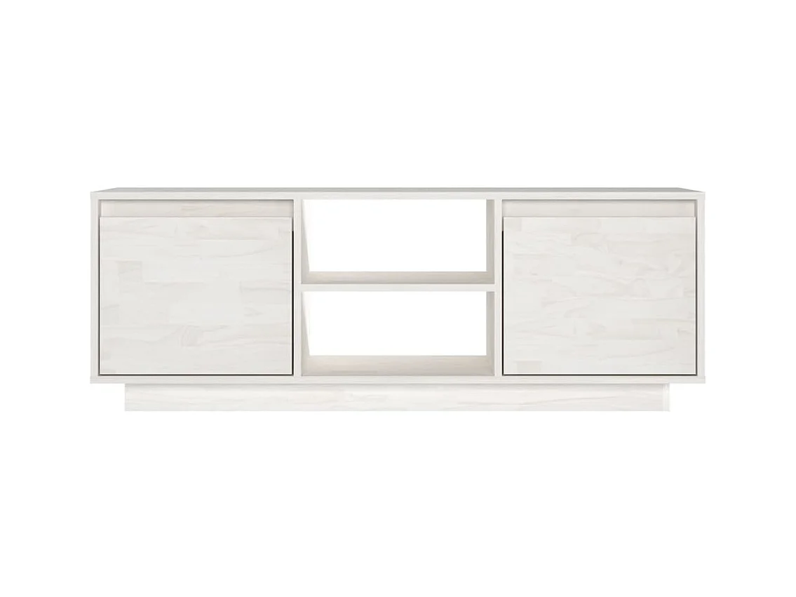 Meuble TV Blanc 110x30x40 Bois de pin massif