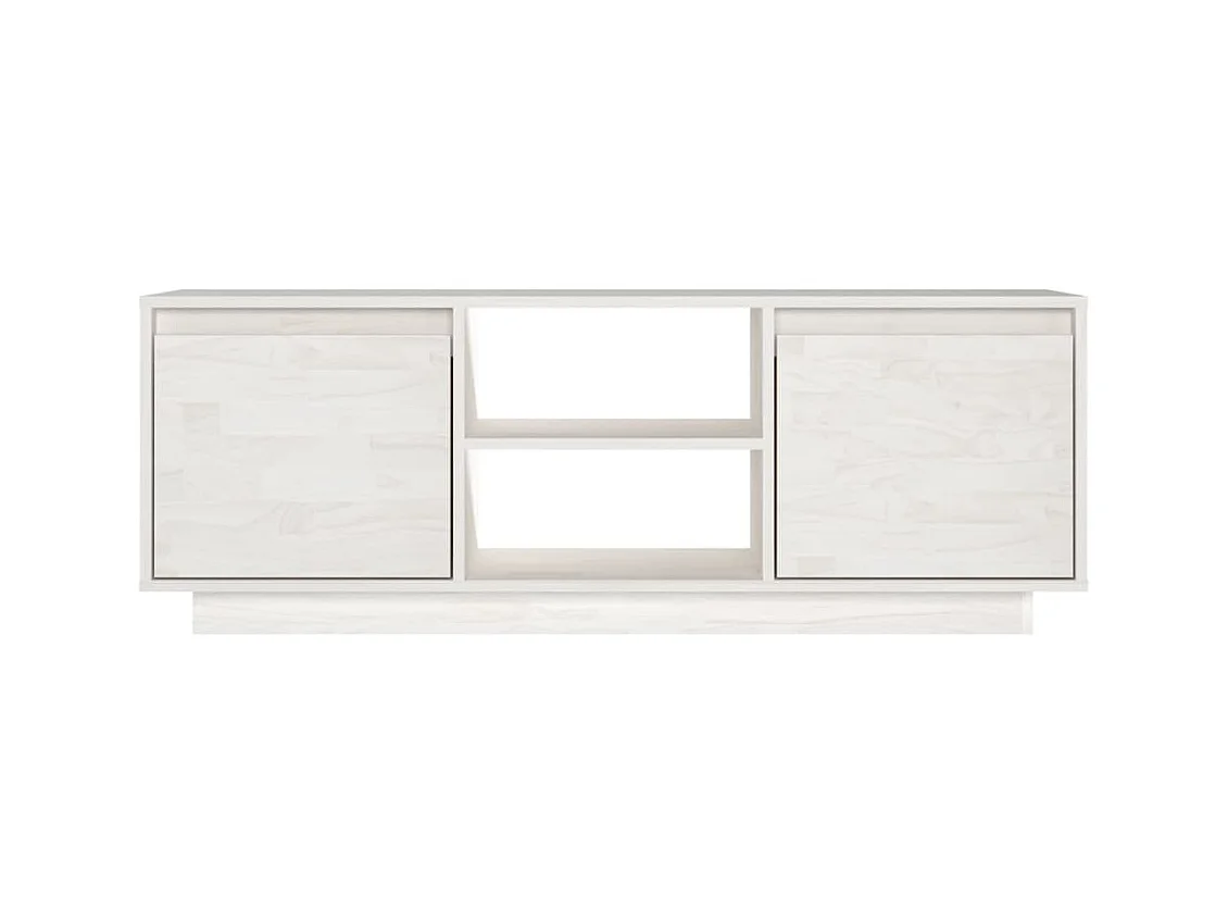 Meuble TV Blanc 110x30x40 Bois de pin massif