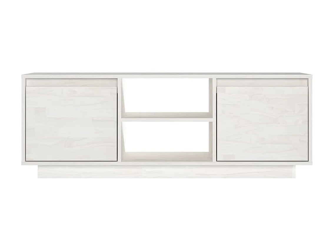 Meuble TV Blanc 110x30x40 Bois de pin massif