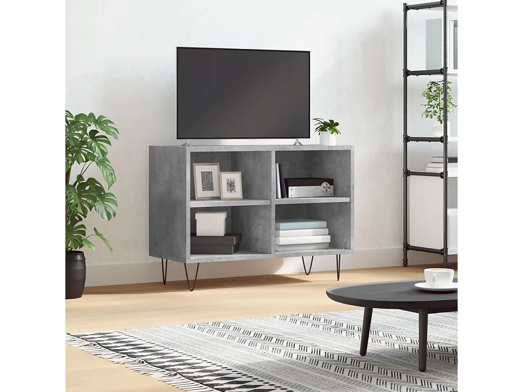Meuble TV gris béton 69,5x30x50 bois d'ingénierie