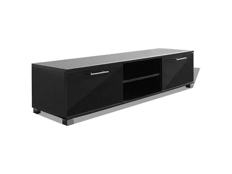Meuble TV 2 portes bois noir brillant Beyond