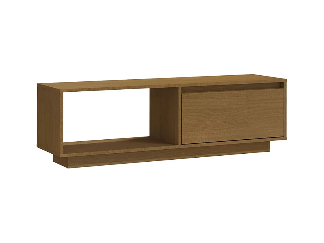 Meuble TV Marron miel 110x30x33,5 Bois de pin massif