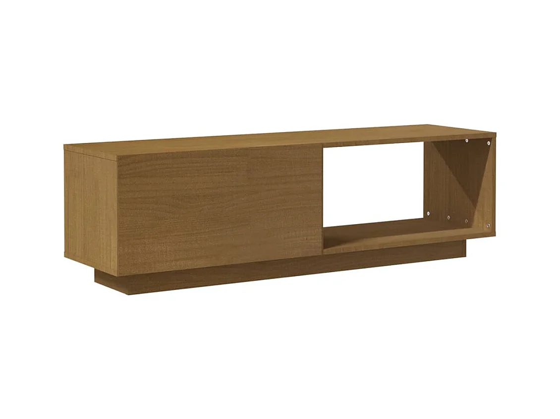Meuble TV Marron miel 110x30x33,5 Bois de pin massif