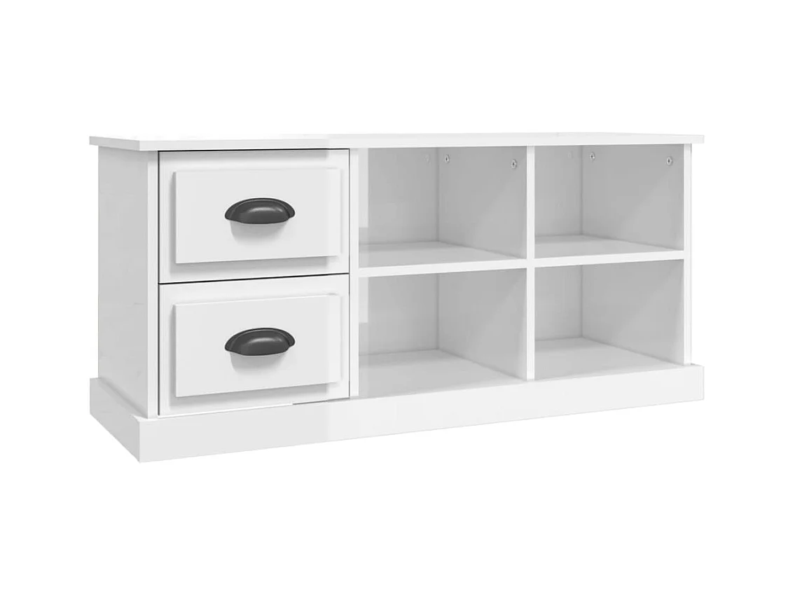Meuble TV blanc brillant 102x35,5x47,5 bois d'ingénierie