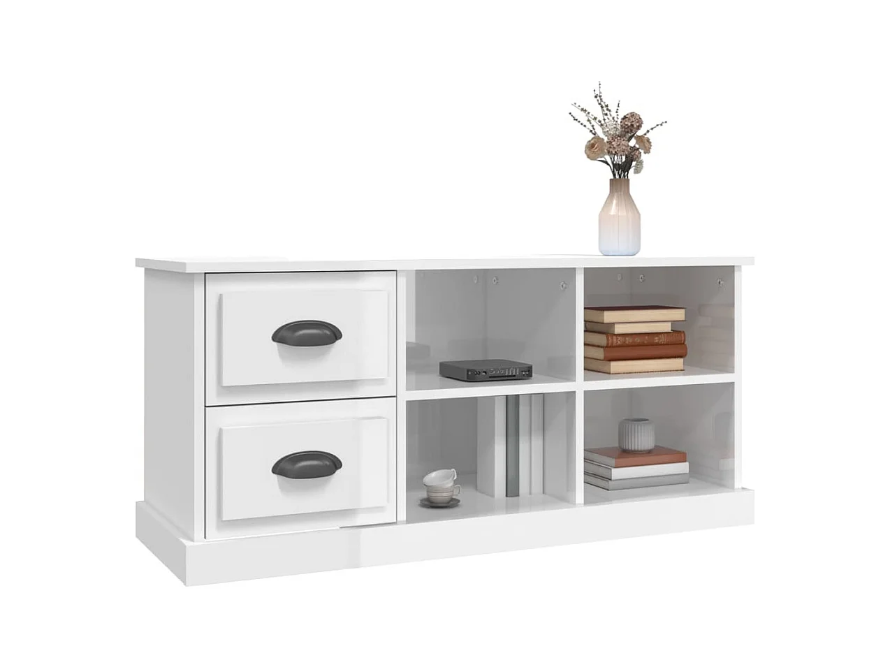 Meuble TV blanc brillant 102x35,5x47,5 bois d'ingénierie