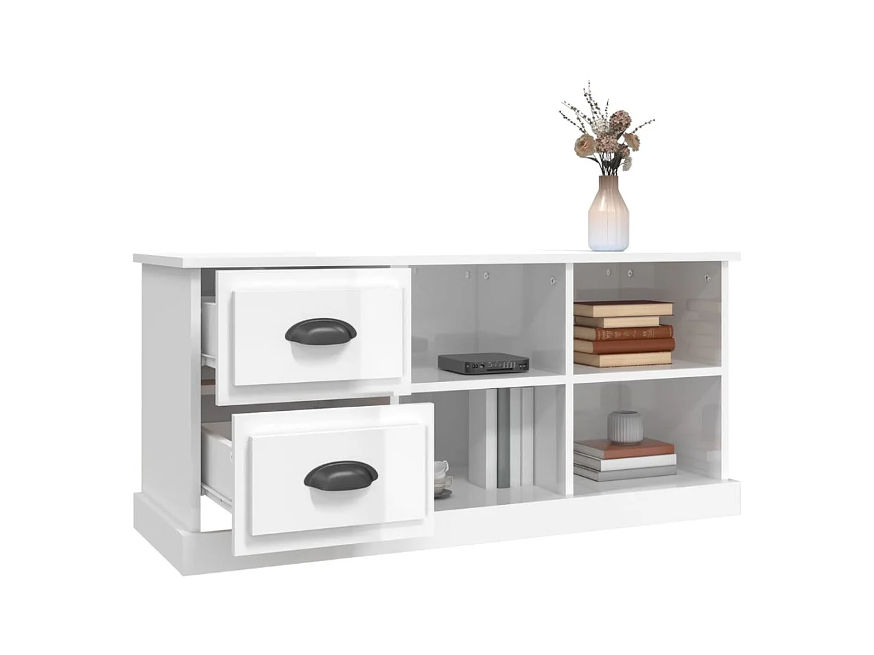 Meuble TV blanc brillant 102x35,5x47,5 bois d'ingénierie