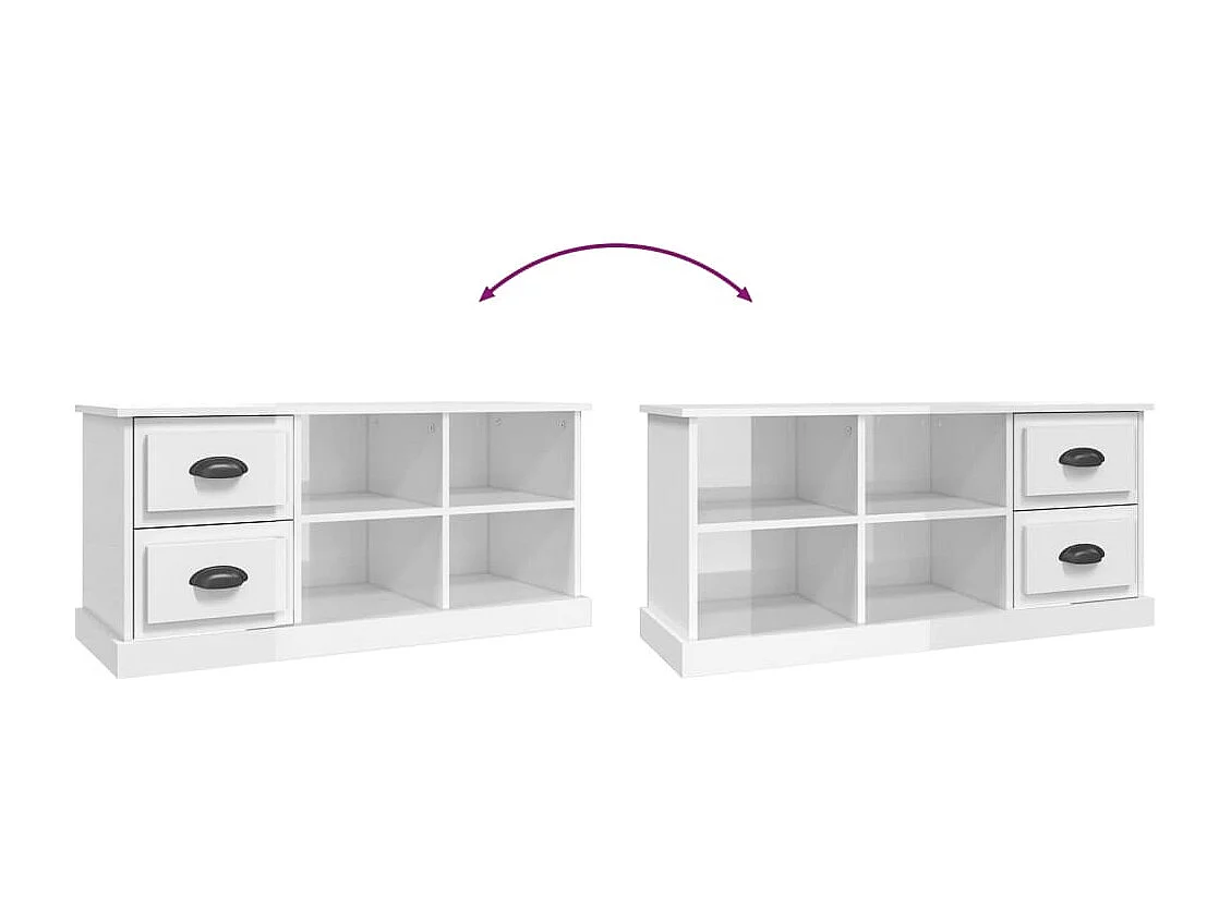 Meuble TV blanc brillant 102x35,5x47,5 bois d'ingénierie