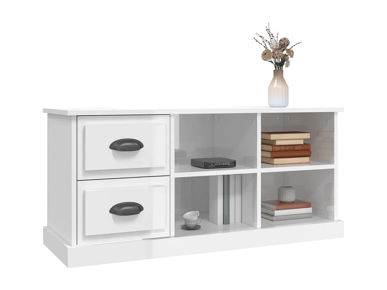 Meuble TV blanc brillant 102x35,5x47,5 bois d'ingénierie