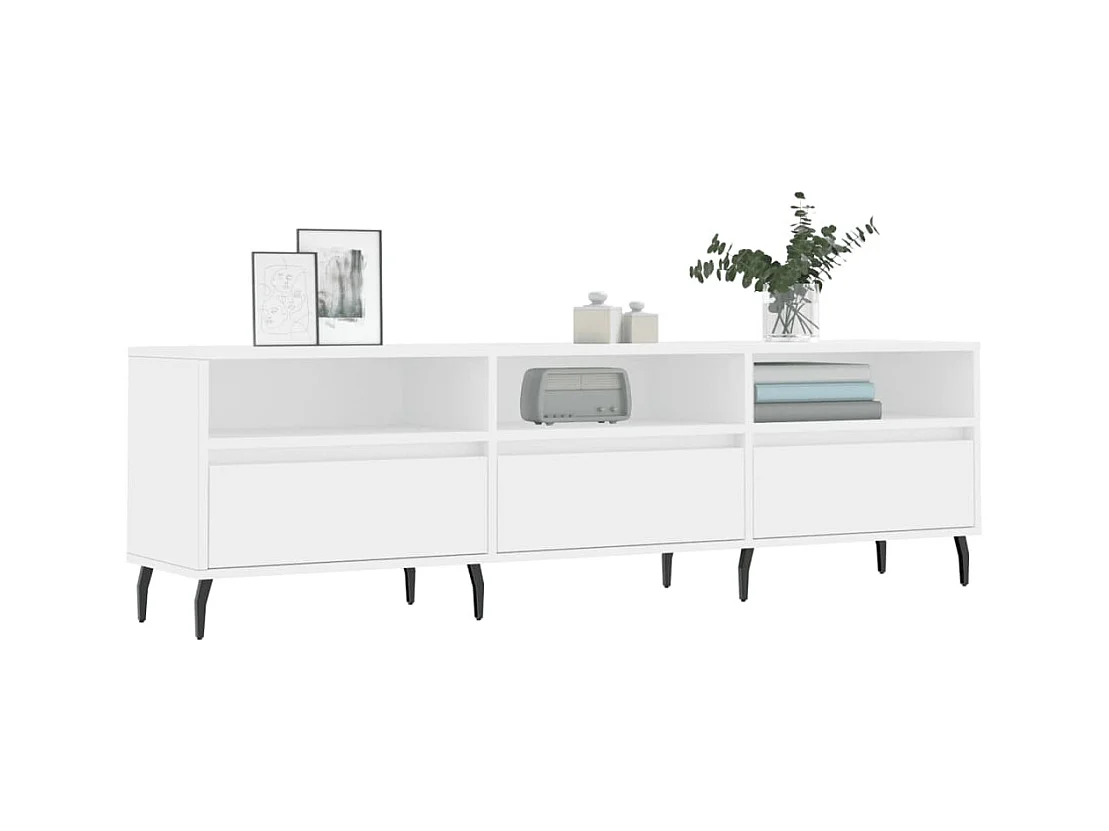 Meuble TV blanc 150x30x44,5 bois d'ingénierie