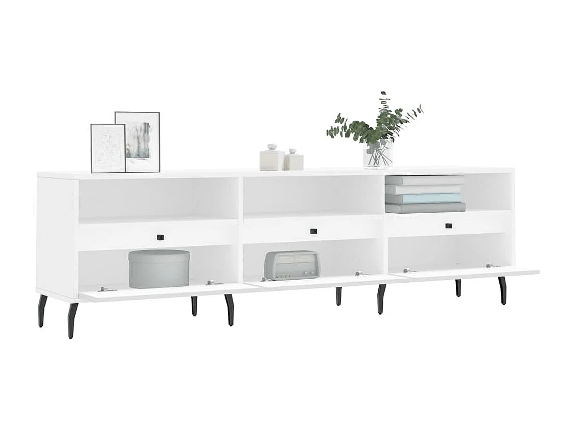 Meuble TV blanc 150x30x44,5 bois d'ingénierie