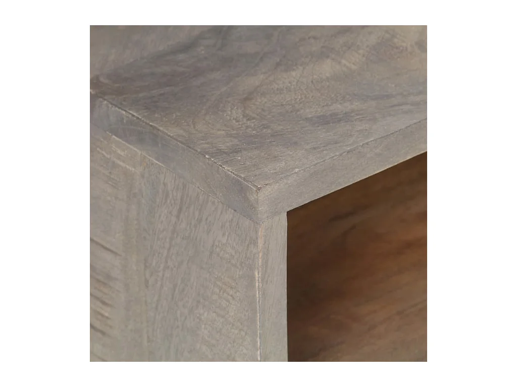 Meuble TV Gris 130x35x51 Bois massif de manguier brut