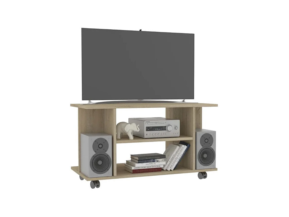 Meuble TV sur roulettes chêne sonoma Java
