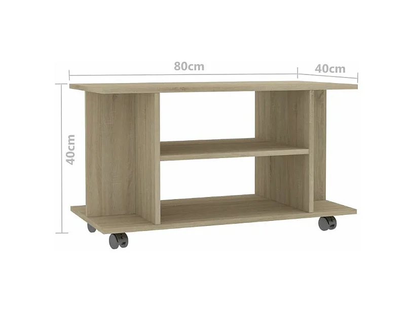Meuble TV sur roulettes chêne sonoma Java