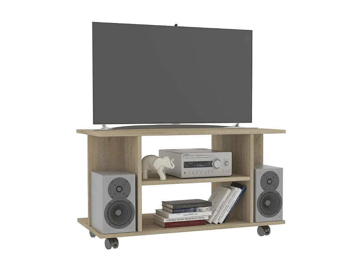 Meuble TV sur roulettes chêne sonoma Java