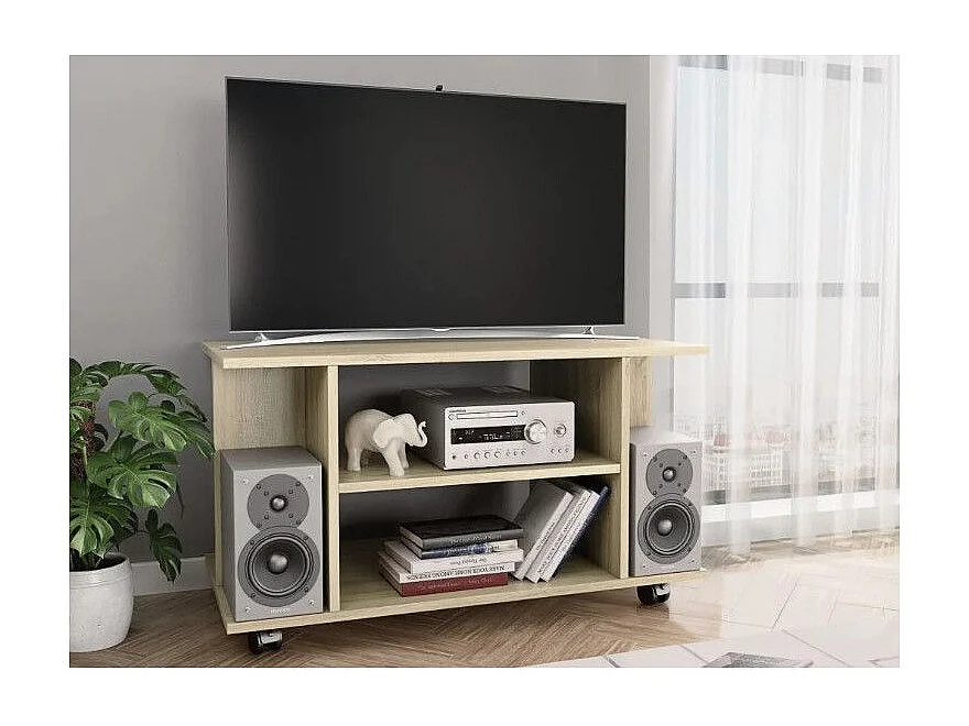 Meuble TV sur roulettes chêne sonoma Java