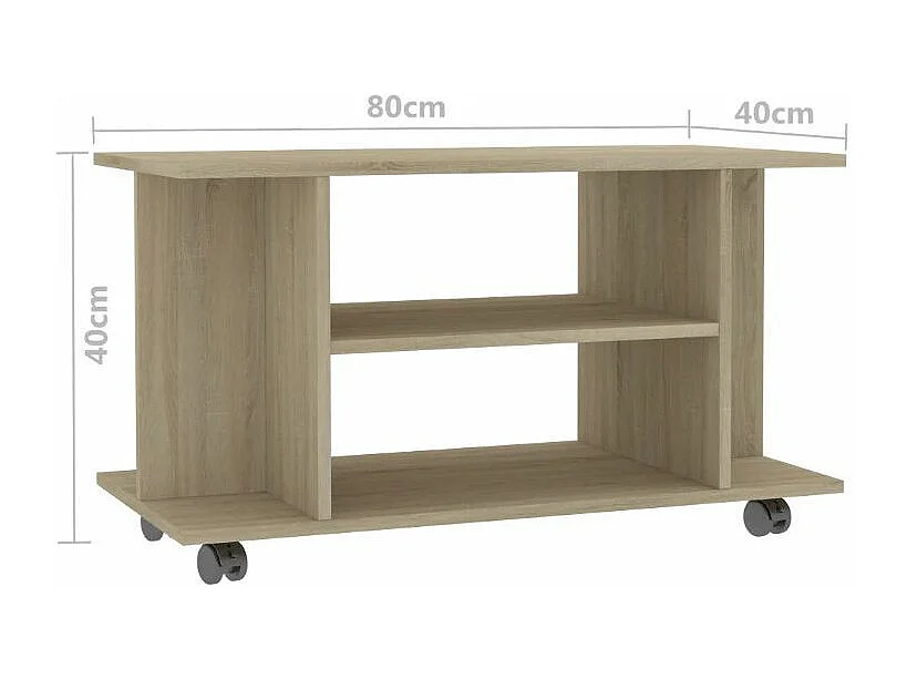 Meuble TV sur roulettes chêne sonoma Java