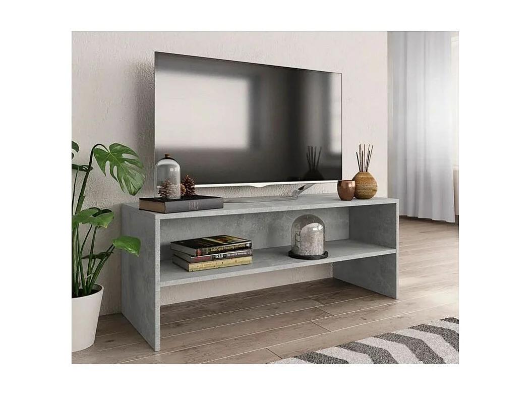 Meuble TV bois gris effet béton Thela 100cm