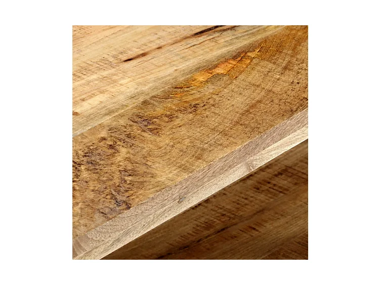 Meuble TV 2 plateaux manguier massif clair et métal noir Maxi