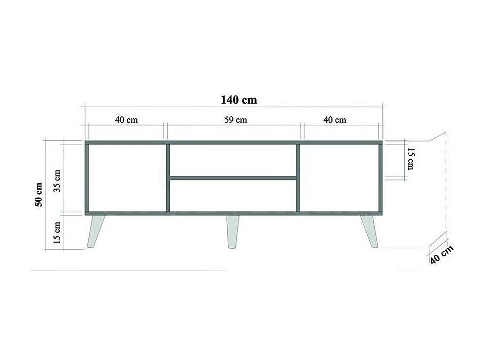 Meuble TV en bois clair dégradé avec niche Kiza 220