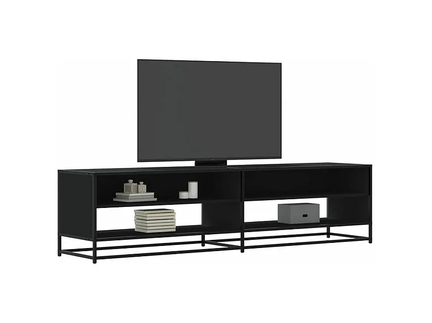 Meuble TV noir 180,5x40x46 bois d'ingénierie