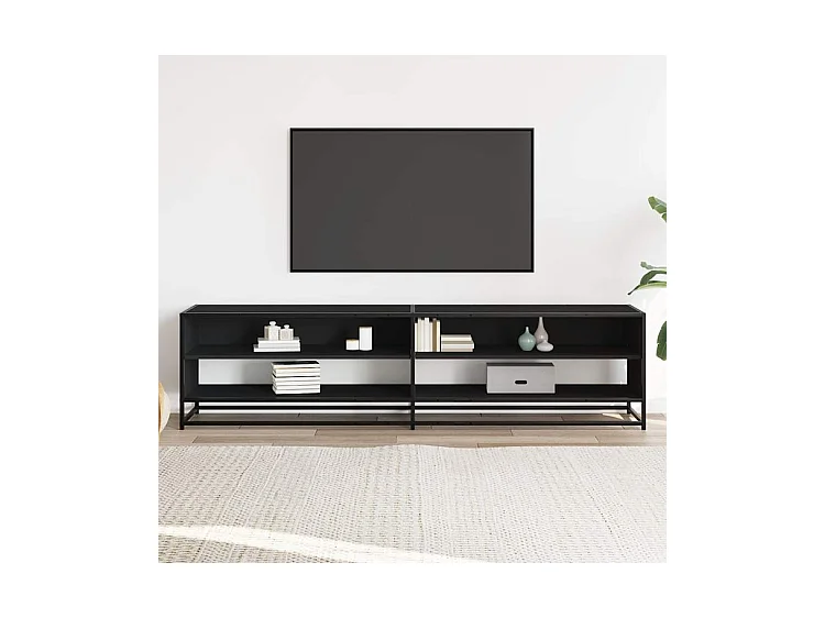 Meuble TV noir 180,5x40x46 bois d'ingénierie