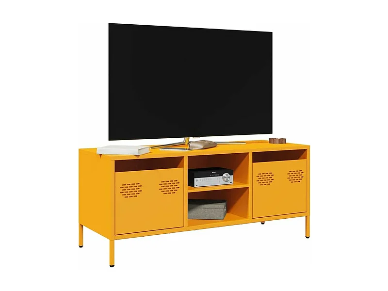 Meuble TV jaune moutarde 101,5x39x43,5 acier laminé à froid
