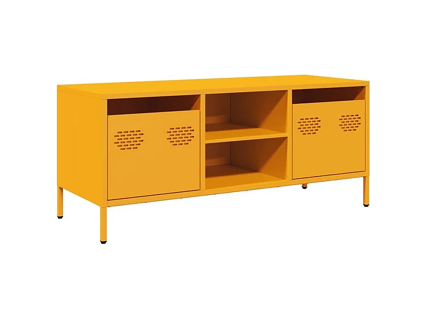 Meuble TV jaune moutarde 101,5x39x43,5 acier laminé à froid