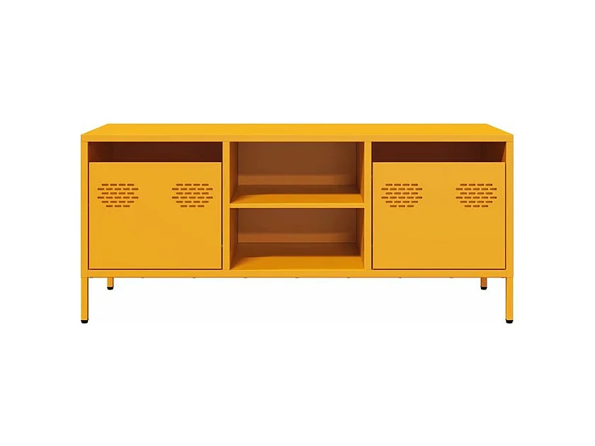 Meuble TV jaune moutarde 101,5x39x43,5 acier laminé à froid