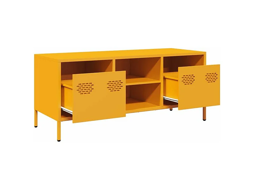 Meuble TV jaune moutarde 101,5x39x43,5 acier laminé à froid