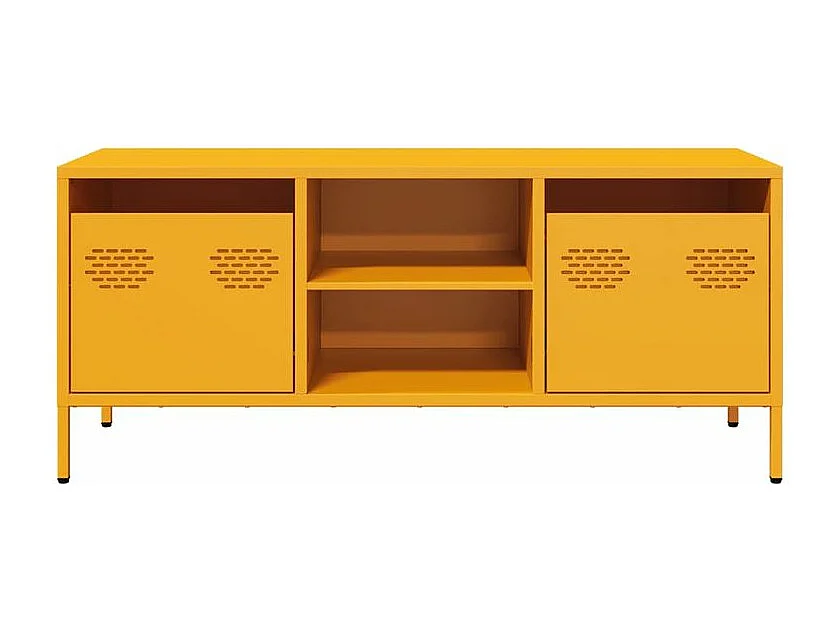 Meuble TV jaune moutarde 101,5x39x43,5 acier laminé à froid