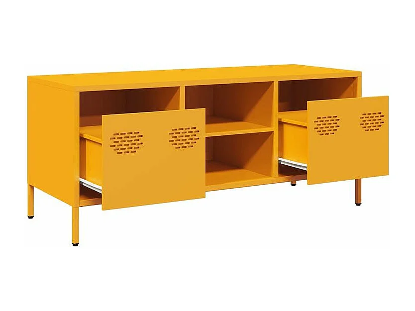 Meuble TV jaune moutarde 101,5x39x43,5 acier laminé à froid