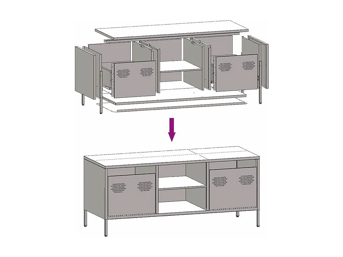 Meuble TV jaune moutarde 101,5x39x43,5 acier laminé à froid