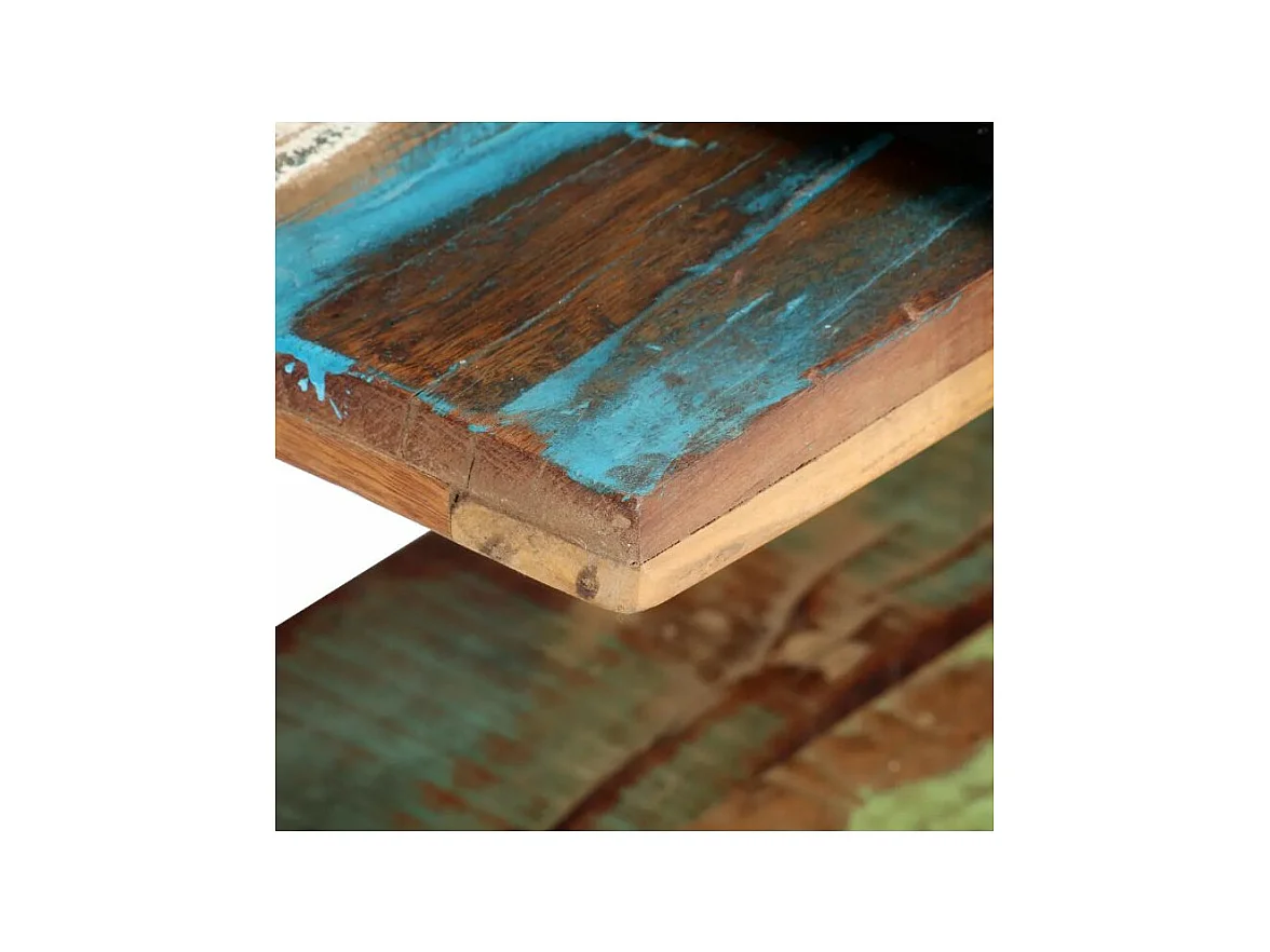 Meuble TV 2 plateaux bois massif recyclé et métal noir Maxi