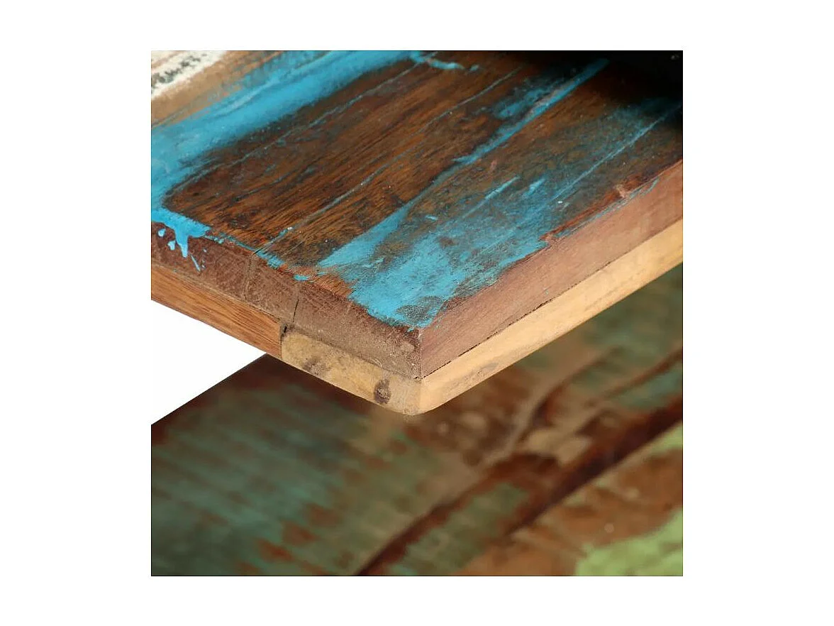 Meuble TV 2 plateaux bois massif recyclé et métal noir Maxi