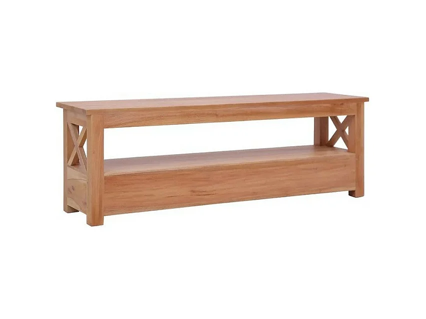 Meuble TV 2 tiroirs acajou massif clair Lokko 120cm