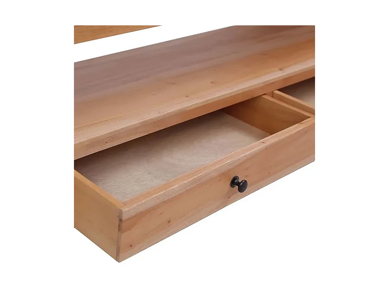 Meuble TV 2 tiroirs acajou massif clair Lokko 120cm