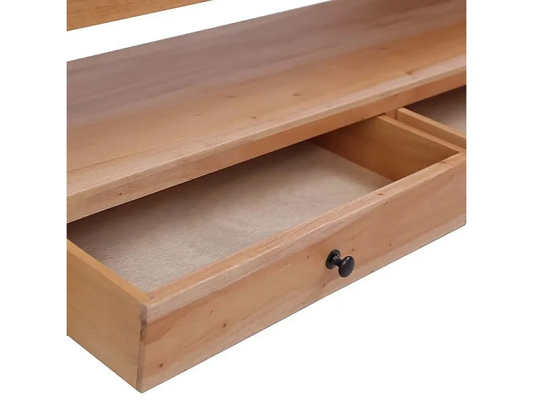 Meuble TV 2 tiroirs acajou massif clair Lokko 120cm