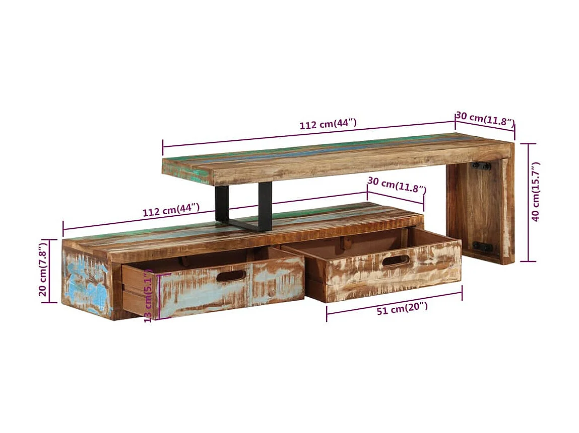 Meuble TV Bois de récupération massif
