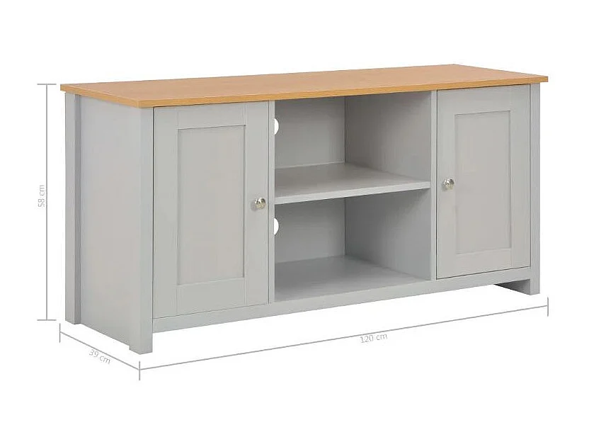 Meuble TV 2 portes bois gris Patt