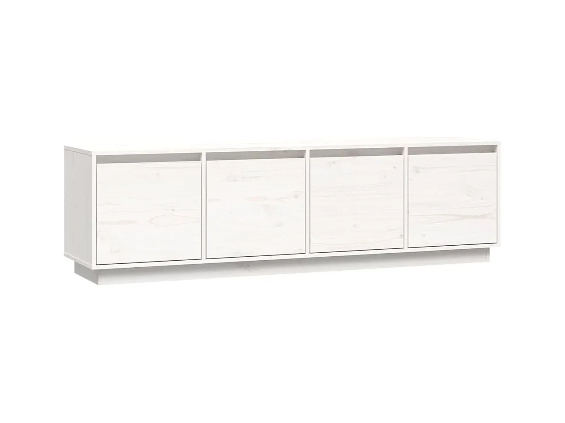 Meuble TV Blanc 156x37x45 Bois de pin massif