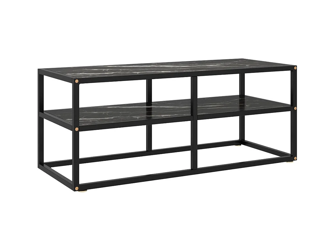 Meuble TV noir avec verre marbre noir 100x40x40