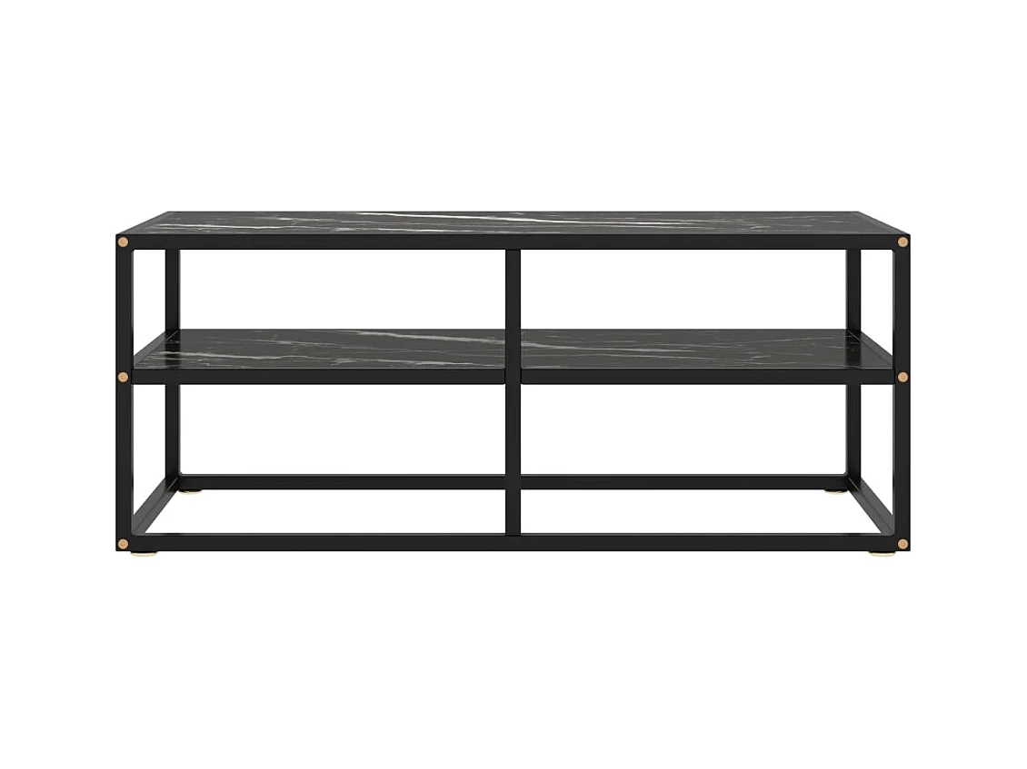 Meuble TV noir avec verre marbre noir 100x40x40