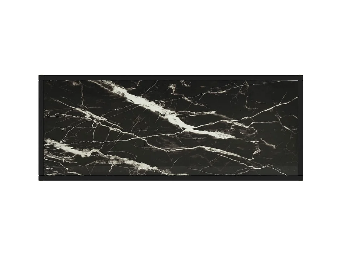 Meuble TV noir avec verre marbre noir 100x40x40